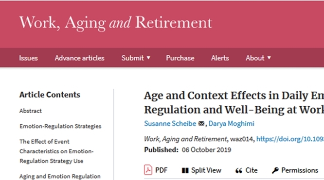 New publication on age and emotion regulation at work