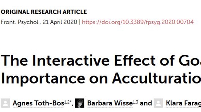 New publication on "The interactive effect of goal attainment and goal importance on acculturation and well-being"
