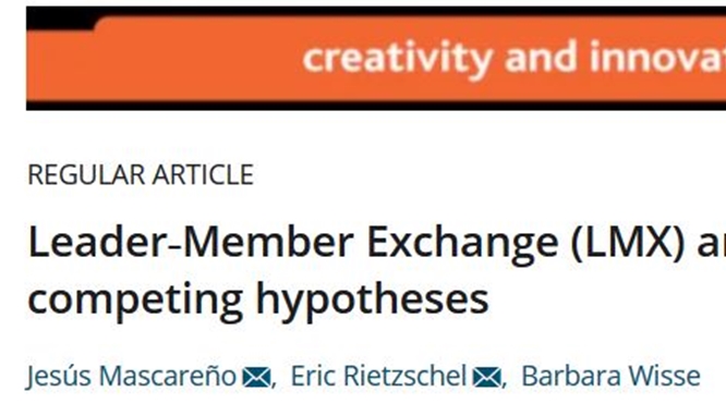 New publication on Leader‐Member Exchange (LMX) and innovation