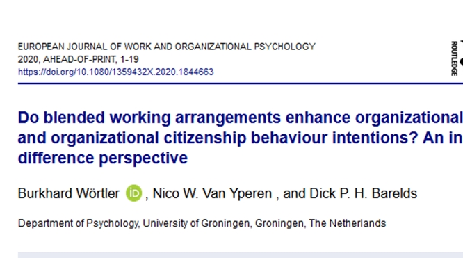 New Publication on Blended Working Arrangemenents