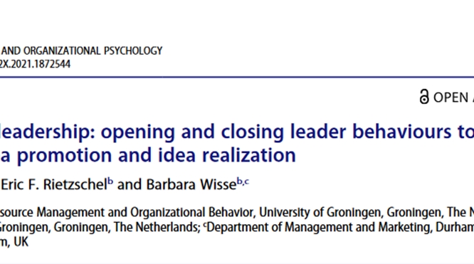 New Publication on Ambidextrous Leadership and Innovative Behaviour
