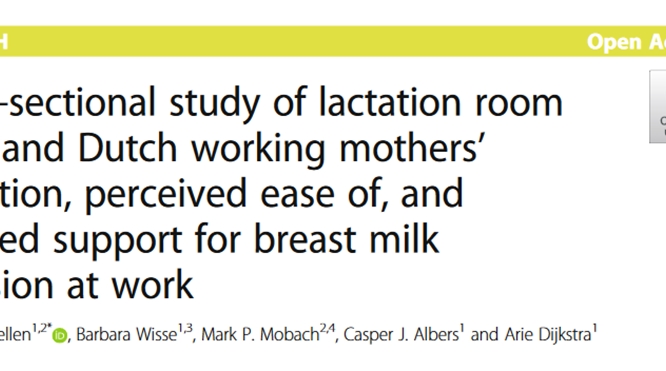 New Publication on Lactation Room Quality, Working Mothers' Satisfaction, and Breast Milk Expression at Work