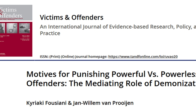 New Publication on the Motives for Punishing Offenders: The Role of Power and Demonization