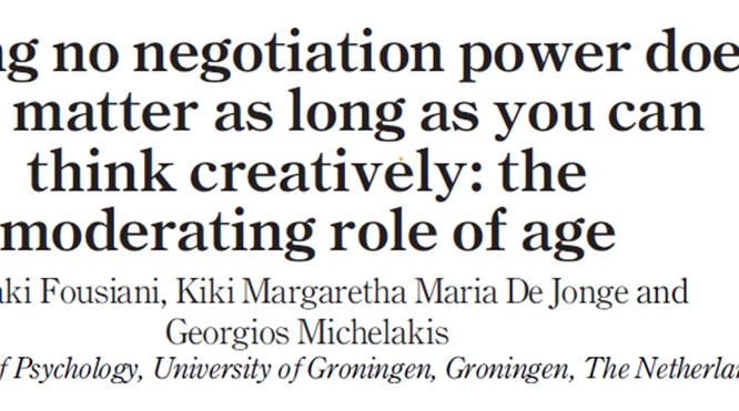 New Publication on Negotiation Power and the Role of Age and Creativity